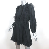 Ulla Johnson Ruffle Mini Dress Presley Black Polka Dot Cotton-Blend Size 4