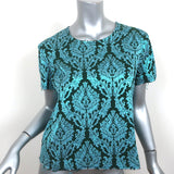 Marques'Almeida Short Sleeve Top Blue Metallic Jacquard Size Small