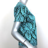 Marques'Almeida Short Sleeve Top Blue Metallic Jacquard Size Small
