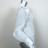 FRAME Ruffled Blouse Lauren White Ramie Gauze Size Small Long Sleeve Top