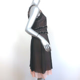 Marc Jacobs Sleeveless Dress Black/Pink Pleated Chiffon Size 2 NEW