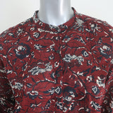 Isabel Marant Etoile Henley Blouse Amaria Burgundy Floral Print Cotton Size 34