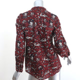 Isabel Marant Etoile Henley Blouse Amaria Burgundy Floral Print Cotton Size 34