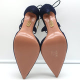 Aquazzura Matilde Crisscross Pumps Navy Suede Size 41 Pointed Toe Heels NEW