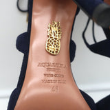 Aquazzura Matilde Crisscross Pumps Navy Suede Size 41 Pointed Toe Heels NEW