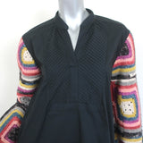 SEA New York Crochet-Sleeve Midi Dress Black Stretch Cotton Size Small NEW