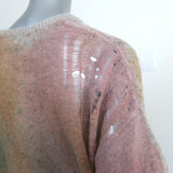 Raquel Allegra Distressed Sweater Pink/Multi Wool-Cashmere Knit Size 1