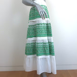 Maje Embroidered Tiered Maxi Skirt Jolipana White/Green Cotton Size 36 NEW