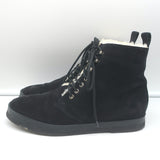 Jenni Kayne Canyon Shearling Ankle Boots Black Suede Size 41 Lace-Up Booties