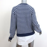 Derek Lam Denim Layered-Effect Sweatshirt Navy Striped Terry Size Large