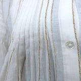 Joie Button Up Top Copper White/Gold Metallic Striped Pleated Cotton Size Medium