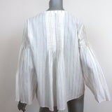 Joie Button Up Top Copper White/Gold Metallic Striped Pleated Cotton Size Medium