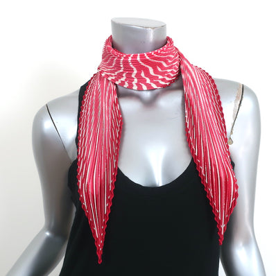Hermes Silk Plisse Scarf Red/White Psychedelic Print