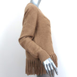Akris Punto Fringe Sweater Wool & Camel Hair Basketweave Knit Size 12 NEW
