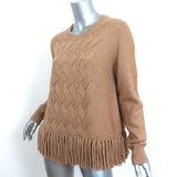 Akris Punto Fringe Sweater Wool & Camel Hair Basketweave Knit Size 12 NEW