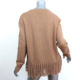 Akris Punto Fringe Sweater Wool & Camel Hair Basketweave Knit Size 12 NEW