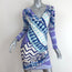 Emilio Pucci Draped Jersey Mini Dress Blue/Purple Printed Silk Size US 6