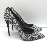 Salvatore Ferragamo Fiore Mosaic Beaded Pumps Size 10 Pointed Toe Heels