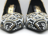 Salvatore Ferragamo Fiore Mosaic Beaded Pumps Size 10 Pointed Toe Heels