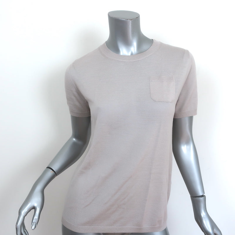 'S Max Mara Wool Tee Egidio Ecru Knit Size Medium Short Sleeve Top