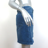FRAME Snap-Front Denim Mini Skirt Claire Blue Stretch Cotton Size 29