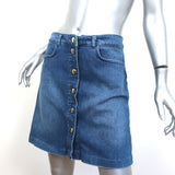 FRAME Snap-Front Denim Mini Skirt Claire Blue Stretch Cotton Size 29