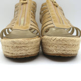 Jimmy Choo Palermo Zip Espadrille Wedge Sandals Nude Patent Leather Size 39