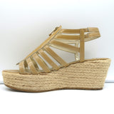 Jimmy Choo Palermo Zip Espadrille Wedge Sandals Nude Patent Leather Size 39