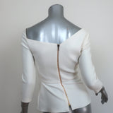 Roland Mouret Asymmetric Peplum Top Almeley Cream Crepe Size US 4
