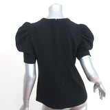 A.L.C. Puff Sleeve Top West Black Crepe Size 4 Short Sleeve Blouse