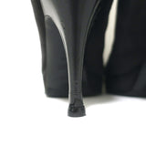 Yves Saint Laurent Tribute Platform Boots Gray Suede & Black Patent Size 38.5