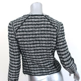 Milly Tweed Zip-Up Jacket Black/White Cotton-Blend Size 4
