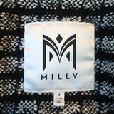 Milly Tweed Zip-Up Jacket Black/White Cotton-Blend Size 4