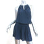 Ramy Brook Blouson Mini Dress Shelly Navy Embroidered Matte Satin Size Medium