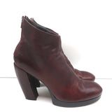 Officine Creative Platform Ankle Boots Wine Leather Size 40 High Heel Booties
