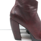 Officine Creative Platform Ankle Boots Wine Leather Size 40 High Heel Booties
