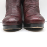 Officine Creative Platform Ankle Boots Wine Leather Size 40 High Heel Booties