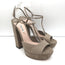Miu Miu T-Strap Platform Sandals Taupe Suede Size 41 Open Toe Heels NEW