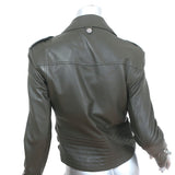 FRAME PCH Leather Moto Jacket Deep Moss Size Extra Small