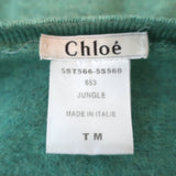 Chloe Cashmere V-Neck Sweater Jungle Green Size Medium