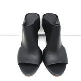 Vince Cutout Wedge Mules Kaya Black Leather Size 9 Peep Toe Sandals NEW