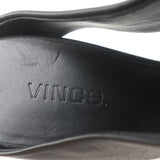 Vince Cutout Wedge Mules Kaya Black Leather Size 9 Peep Toe Sandals NEW