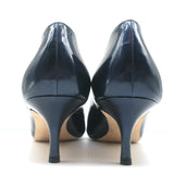 Manolo Blahnik BB 50 Kitten Heel Pumps Navy Metallic Patent Leather Size 40 NEW