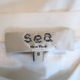 SEA Lace Applique Tee Zandra White Cotton Size Small Sleeveless Top