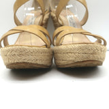 Jimmy Choo Porto Crisscross Espadrille Wedge Sandals Nude Patent Leather Size 39