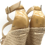 Jimmy Choo Porto Crisscross Espadrille Wedge Sandals Nude Patent Leather Size 39