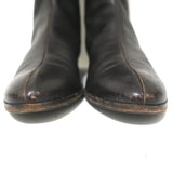 Sergio Rossi Over the Knee Flat Boots Dark Brown Grained Leather Size 37