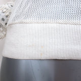 Chloe Sweater Cream Lace-Trim Pointelle Knit Size Small Crewneck Pullover