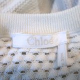 Chloe Sweater Cream Lace-Trim Pointelle Knit Size Small Crewneck Pullover
