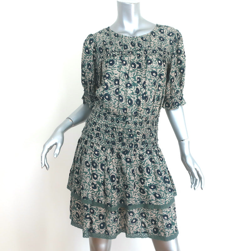 SEA Smocked Mini Dress Lucia Clover Floral Print Voile Size 6 Short Sleeve